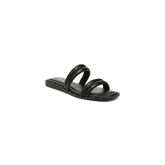 BAR III Shoes - BAR III Womens Black Quilted Strap Narrah Square Toe Wedge Slip On Sandals 9.5 M